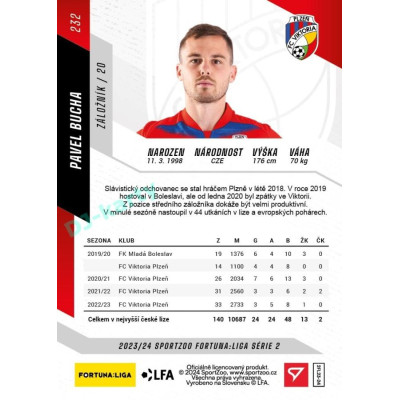 2023/24 Sportzoo Fortuna Liga 2. série #232 Pavel Bucha