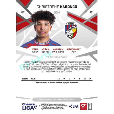 2024/25 Sportzoo Chance Liga 1. série #034 Christophe Kabongo