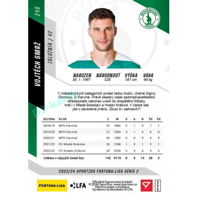 2023/24 Sportzoo Fortuna Liga 2. série #248 Vojtěch Smrž