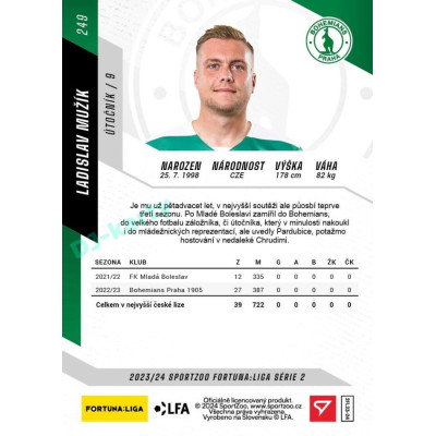 2023/24 Sportzoo Fortuna Liga 2. série #249 Ladislav Mužík