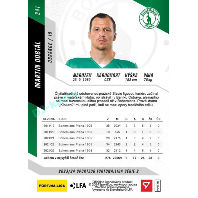 2023/24 Sportzoo Fortuna Liga 2. série #241 Martin Dostál