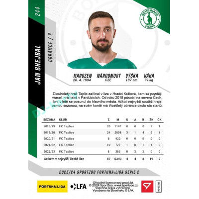 2023/24 Sportzoo Fortuna Liga 2. série #244 Jan Shejbal
