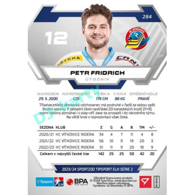 2023/24 Sportzoo ELH 2. serie #284 Petr Fridrich