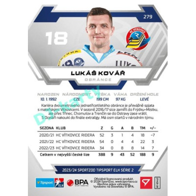 2023/24 Sportzoo ELH 2. serie #279 Lukáš Kovář