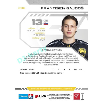 2024/25 Sportzoo ELH 2. serie #280 František Gajdoš