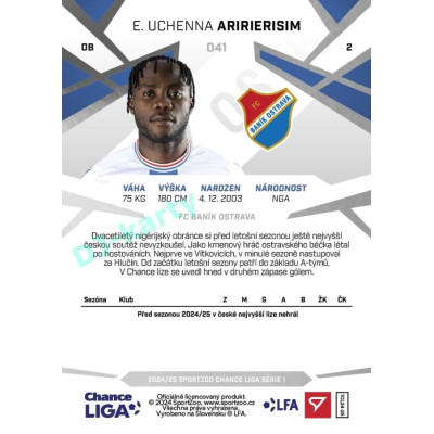 2024/25 Sportzoo Chance Liga 1. série #041 Emmanuel Uchenna Aririerisim