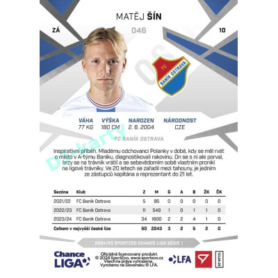 2024/25 Sportzoo Chance Liga 1. série #046 Matěj Šín