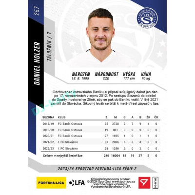 2023/24 Sportzoo Fortuna Liga 2. série #257 Daniel Holzer