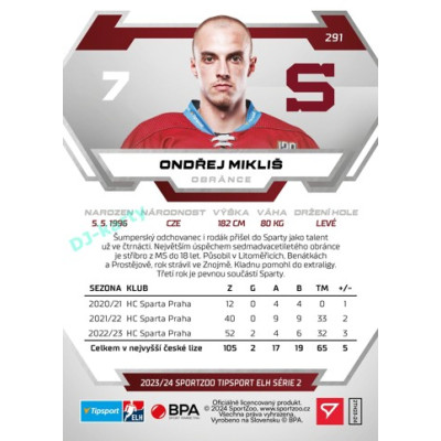 2023/24 Sportzoo ELH 2. serie #291 Ondřej Mikliš