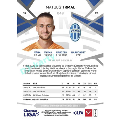 2024/25 Sportzoo Chance Liga 1. série #049 Matouš Trmal