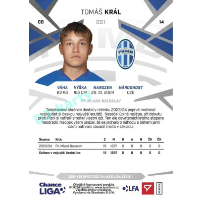 2024/25 Sportzoo Chance Liga 1. série #051 Tomáš Král