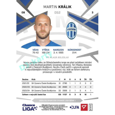 2024/25 Sportzoo Chance Liga 1. série #052 Martin Králik