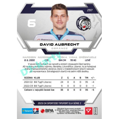 2023/24 Sportzoo ELH 2. serie #297 David Aubrecht