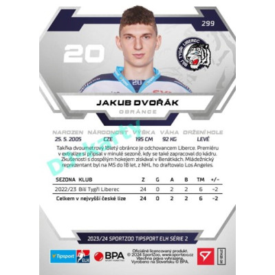 2023/24 Sportzoo ELH 2. serie #299 Jakub Dvořák