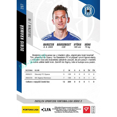 2023/24 Sportzoo Fortuna Liga 2. série #267 Denis Kramář