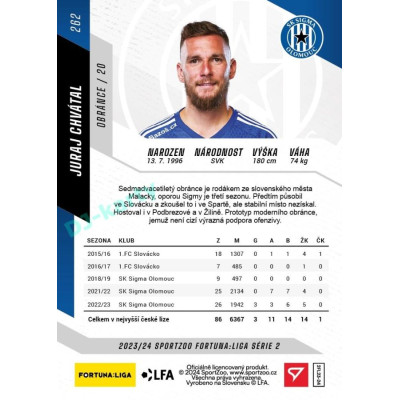 2023/24 Sportzoo Fortuna Liga 2. série #262 Juraj Chvátal