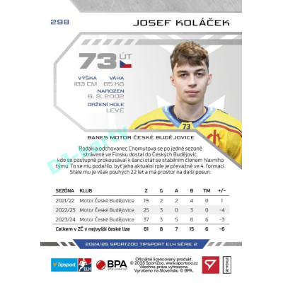 2024/25 Sportzoo ELH 2. serie #298 Josef Koláček