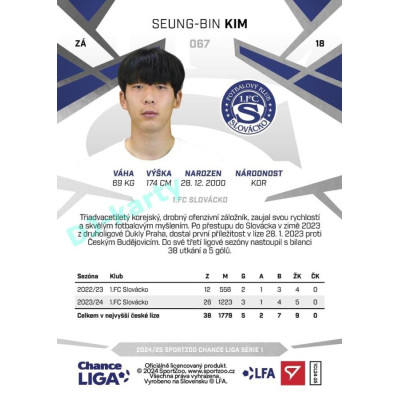 2024/25 Sportzoo Chance Liga 1. série #067 Seung-Bin Kim