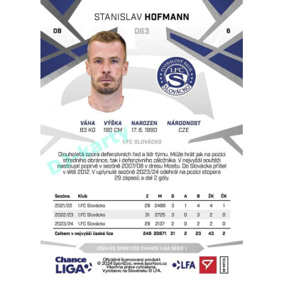 2024/25 Sportzoo Chance Liga 1. série #063 Stanislav Hofmann