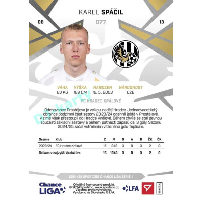 2024/25 Sportzoo Chance Liga 1. série #077 Karel Spáčil