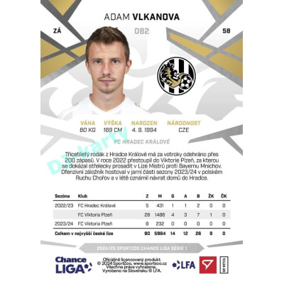 2024/25 Sportzoo Chance Liga 1. série #082 Adam Vlkanova