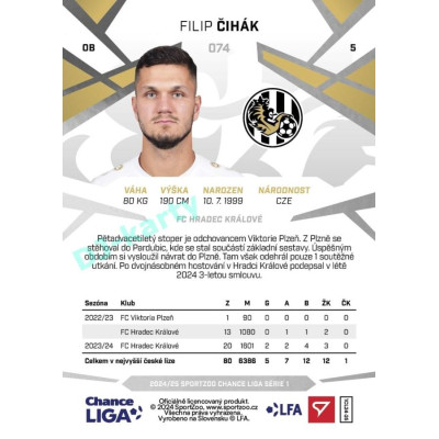 2024/25 Sportzoo Chance Liga 1. série #074 Filip Čihák