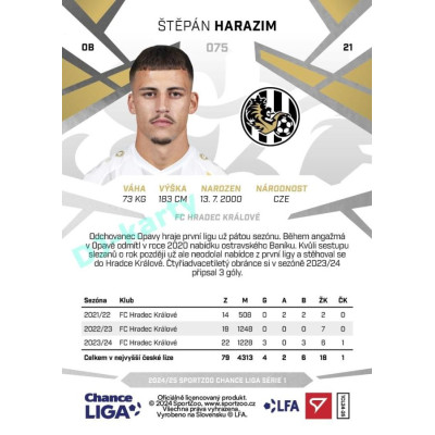 2024/25 Sportzoo Chance Liga 1. série #075 Štěpán Harazim