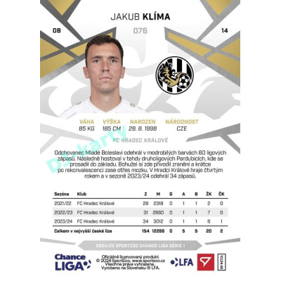2024/25 Sportzoo Chance Liga 1. série #076 Jakub Klíma