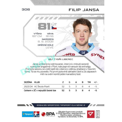 2024/25 Sportzoo ELH 2. serie #306 Filip Jansa