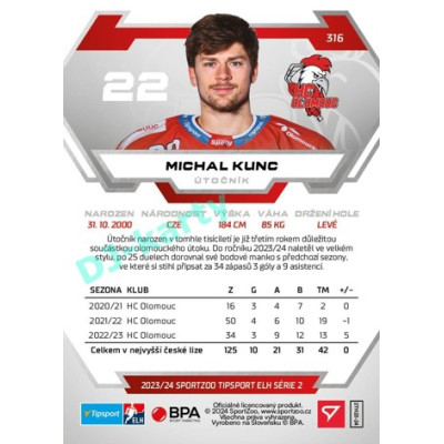 2023/24 Sportzoo ELH 2. serie #316 Michal Kunc