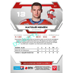 2023/24 Sportzoo ELH 2. serie #317 Matouš Menšík