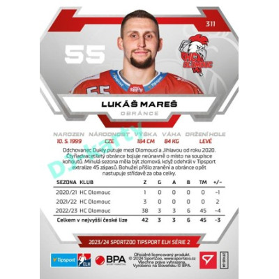 2023/24 Sportzoo ELH 2. serie #311 Lukáš Mareš