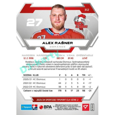 2023/24 Sportzoo ELH 2. serie #312 Alex Rašner