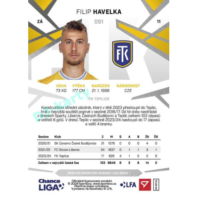 2024/25 Sportzoo Chance Liga 1. série #091 Filip Havelka