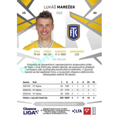 2024/25 Sportzoo Chance Liga 1. série #092 Lukáš Mareček
