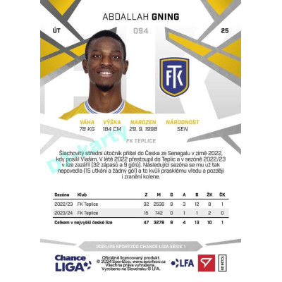 2024/25 Sportzoo Chance Liga 1. série #094 Abdallah Gning
