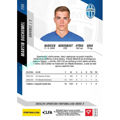 2023/24 Sportzoo Fortuna Liga 2. série #296 Martin Suchomel