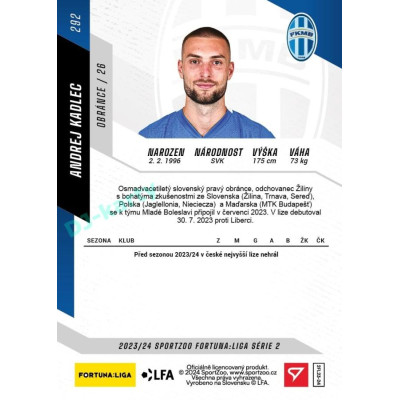 2023/24 Sportzoo Fortuna Liga 2. série #292 Andrej Kadlec