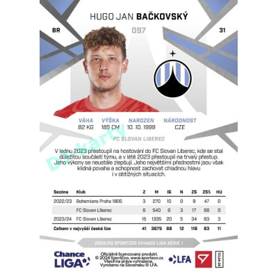 2024/25 Sportzoo Chance Liga 1. série #097 Hugo Jan Bačkovský
