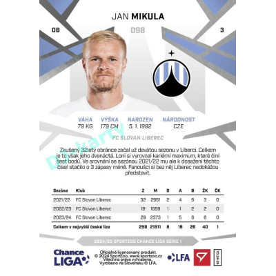 2024/25 Sportzoo Chance Liga 1. série #098 Jan Mikula