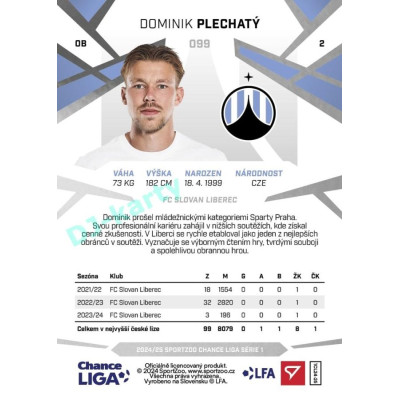 2024/25 Sportzoo Chance Liga 1. série #099 Dominik Plechatý