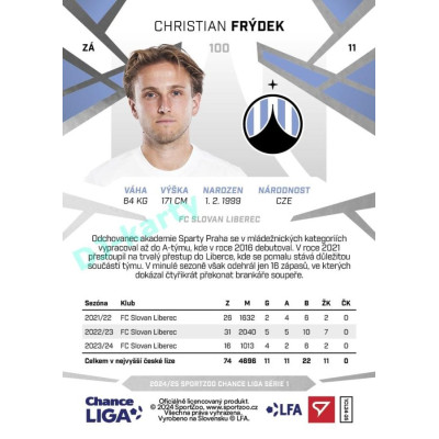 2024/25 Sportzoo Chance Liga 1. série #100 Christian Frýdek