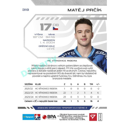 2024/25 Sportzoo ELH 2. serie #318 Matěj Prčík