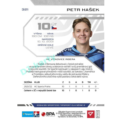 2024/25 Sportzoo ELH 2. serie #321 Petr Hašek