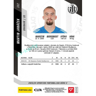 2023/24 Sportzoo Fortuna Liga 2. série #302 Martin Janáček