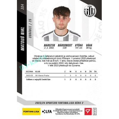2023/24 Sportzoo Fortuna Liga 2. série #304 Matouš Nikl