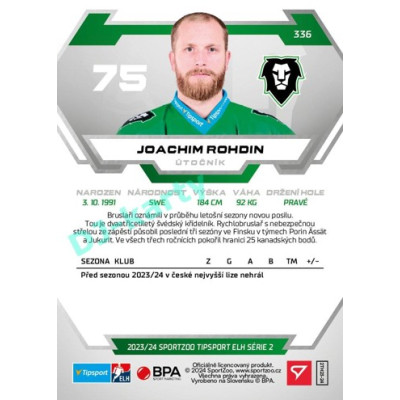 2023/24 Sportzoo ELH 2. serie #336 Joachim Rohdin