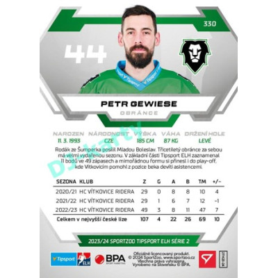 2023/24 Sportzoo ELH 2. serie #330 Petr Gewiese