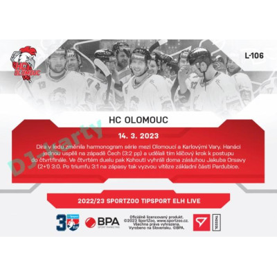 2022/23 Sportzoo ELH LIVE #L-106 HC Olomouc xx/32