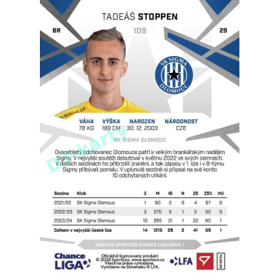 2024/25 Sportzoo Chance Liga 1. série #109 Tadeáš Stoppen